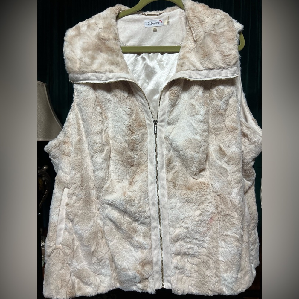 Calvin Klein Cream Faux Fur Vest